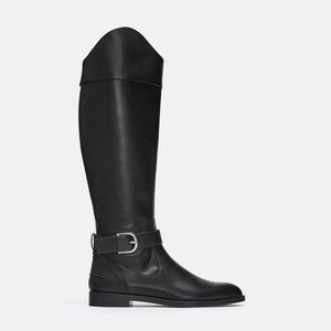 Zara Vegan Leather Tall Riding Boots with Buckle